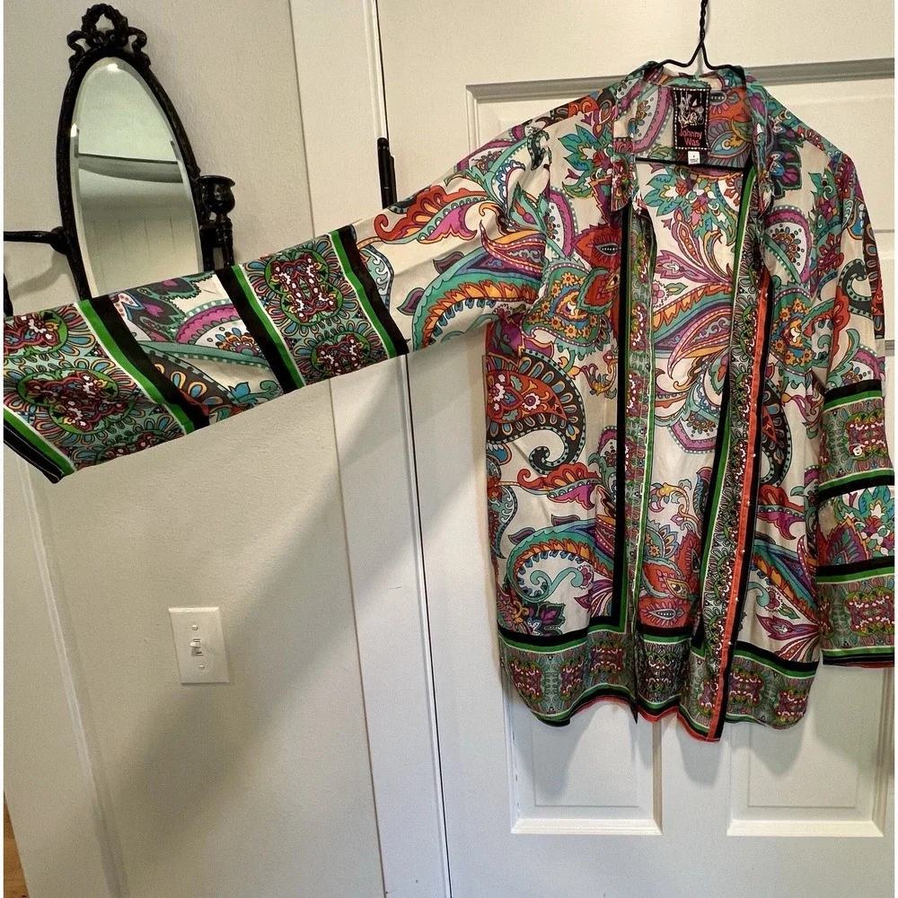 Johnny Was Delia Tunic Color‎ 100% Silk RN 1 49414 Style R25624-7 SZ Small BOHO